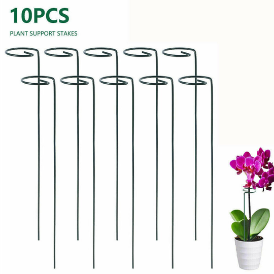 (10pcs, 40cm) 10/5Pcs Metal Plant Bow Stand Stake Strong Round Garden For Flower Support