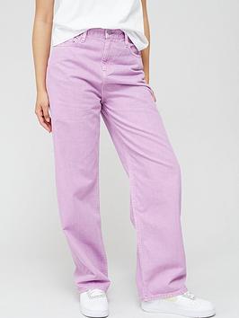Calvin Klein Jeans High Rise Relaxed Jean - Lilac, Purple, Size 28, Women