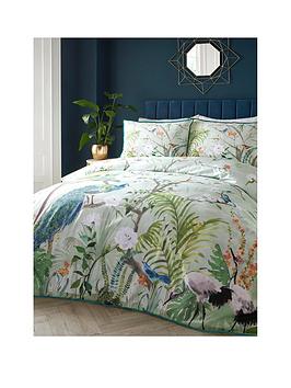 Soiree Peacock Jungle 100% Cotton Duvet Cover Set
