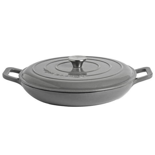 Cast Iron Casserole Dish with Lid Enameled Hob to Oven 24cm Slate Grey