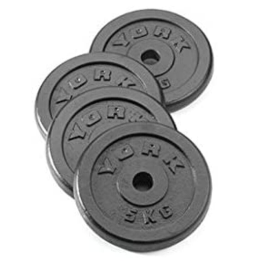 4 X 5KG York Fitness cast iron standard weight plates