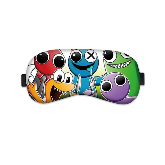 (KnifeFork) Rainbow Roblox Friends Sleep Eye Mask Cartoon Printed Soft Shading Eyeshade Gift