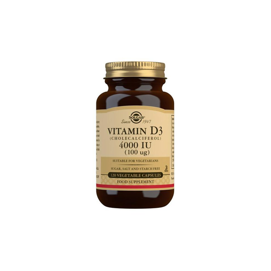 Solgar Vitamin D3 (Cholecalciferol) 4000 IU (100 μg) Vegetable Capsules - Pack of 120