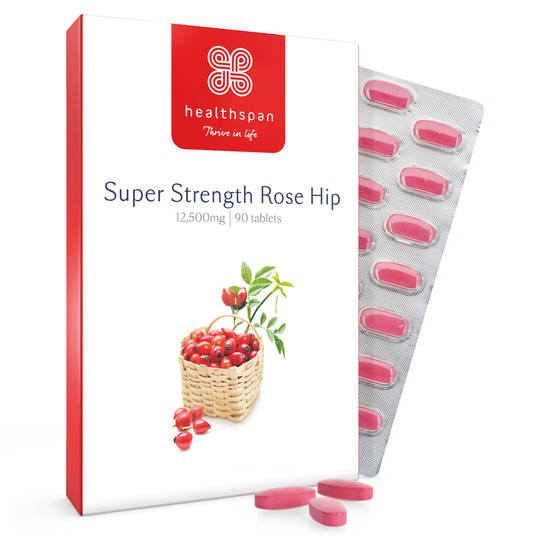 Healthspan Super Strength Rose Hip 12,500mg, 90 Tablets, Supports Joints & Immune Health, Vegan