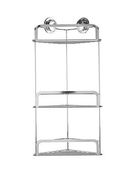 Croydex Stick &Lsquo;N&Rsquo; Lock Three-Tier Corner Basket