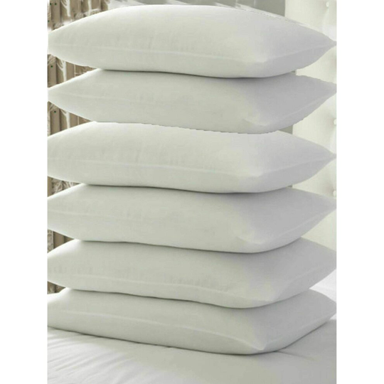 Pack of 6 Hollow Fibre Bed pillows 50x75cm Non allergenic Soft pillows for Sleeping Bounce Back Support Virgin Hollow Fibre Filled Pillows