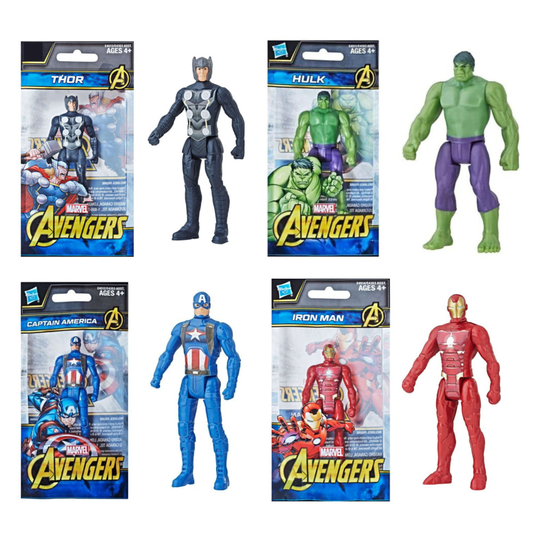 Hasbro Marvel Avengers - Hulk, Thor, Iron Man & Captain America Articulated Avenger 3.75 Inch Action Figures Set of 4