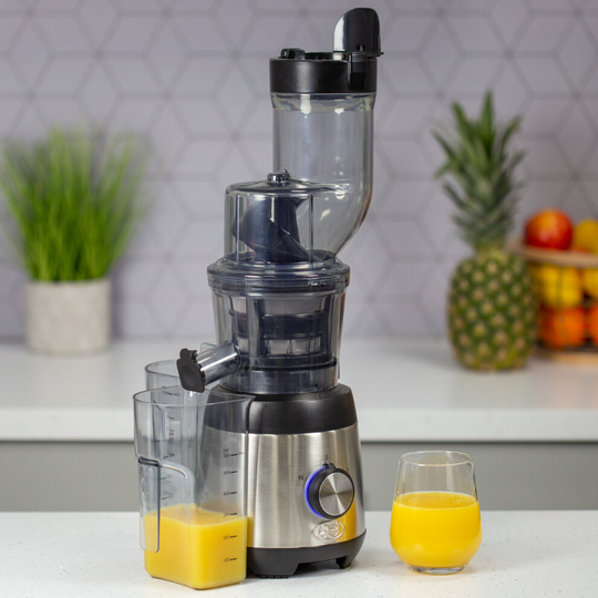 Quest 32889 Slow Juicer / Cold Press Masticating Juicer / Quiet Motor / Higher Nutritional Value & Juice Yield / Also Makes Pulp / Easy Clean / 300W