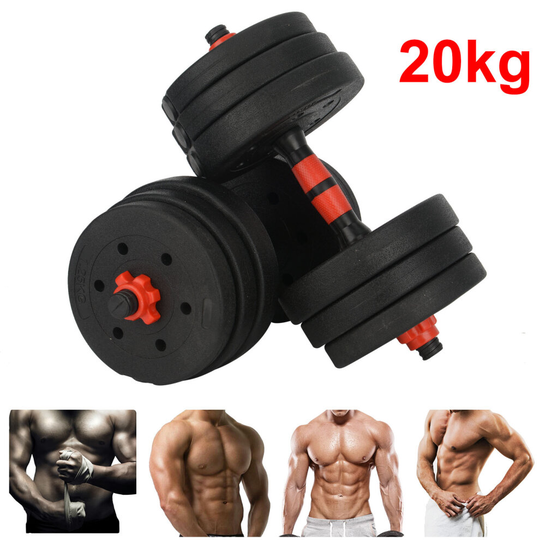 20KG ADJUSTABLE FITNESS DUMBBELLS WEIGHTS IRON BARBELL DUMBBELL