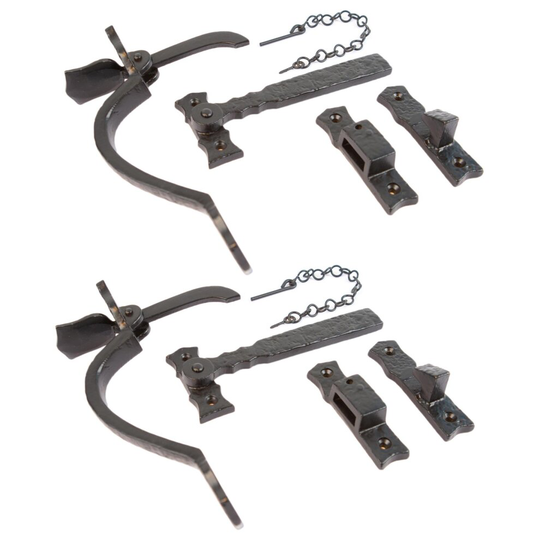 2x Black 195mm Rustic Suffolk Latch - Cast Iron Antique Door Gate Thumb Latch - by Hammer & Tongs