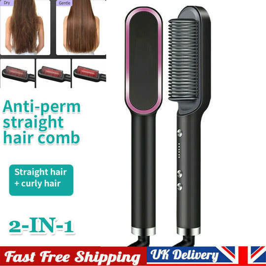 Electric Hair Straightener Brush Straight Quick Iron Hot Styling Comb
