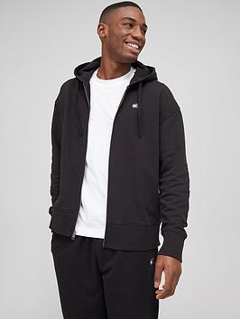 Tommy Jeans Relaxed Badge Zip Through Hoodie - Black , Black, Size S, Men