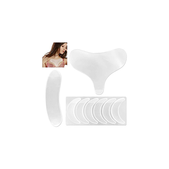 8 Pcs Reusable Silicone Anti Wrinkle Pad Set, Includes Decollete Chest Pad Neck Patch Eye Patches for Prevent and Eliminate Wrinkles