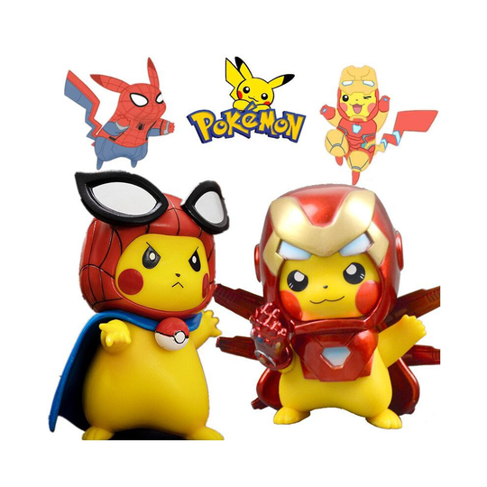 (2pc) Marvel Cartoon Pokemon Dragon Pikachu Avenger Humanoid Model Doll Toy Action