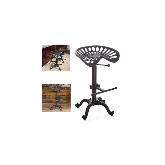 Topower Vintage Industrial Bar Stools,Cast Iron Tractor Stool,Adjustable Height,Swivel Seat Breakfast Chair (Rust)
