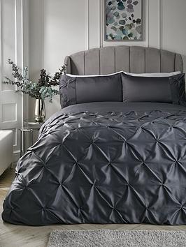 Michelle Keegan Home Madison Pintuck Duvet Cover Set - Charcoal