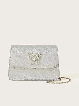 Monsoon Girls Beautiful Butterfly Sparkle Bag - Silver
