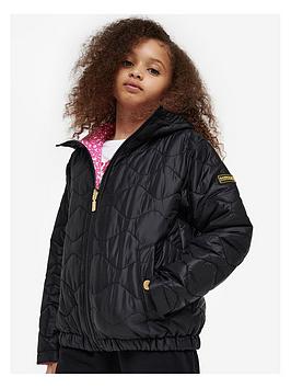 Barbour International Girls Fenway Quilt Reversible Jacket - Black/multi, Black/Multi, Size 6-7 Years, Women