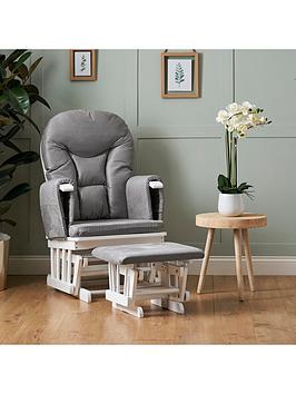 Obaby Recliner Nursery Chair & Stool, White/Grey