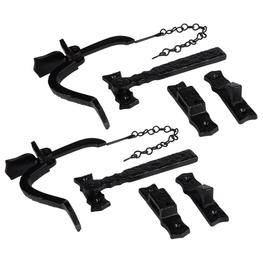 2x Black 145mm Rustic Suffolk Latch - Cast Iron Antique Door Gate Thumb Latch - by Hammer & Tongs