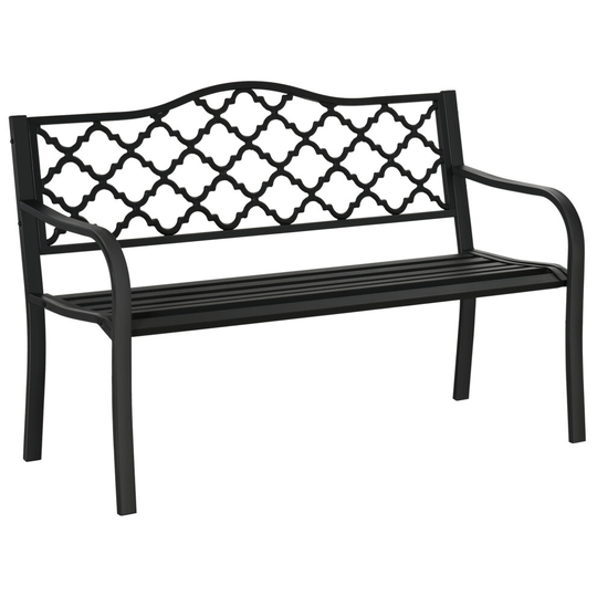 Outsunny 2-Seater Garden Bench Cast Iron Patio Antique Loveseat w/ Armrest