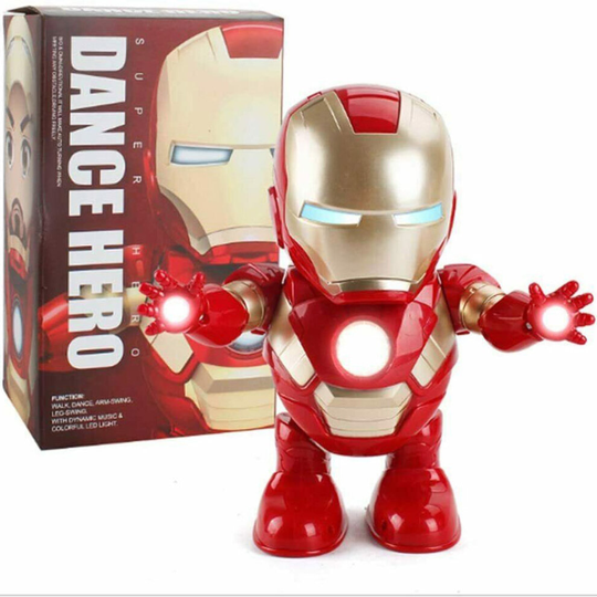 (Iron Man Red) The Avengers Action Figure Dance Hero Robot Toy Dancing Music With Light Sound Gift