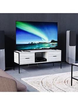 Vida Designs Brooklyn 2 Drawer Tv Unit - Fits Up To 50/60 Inch Tv - Grey Oak