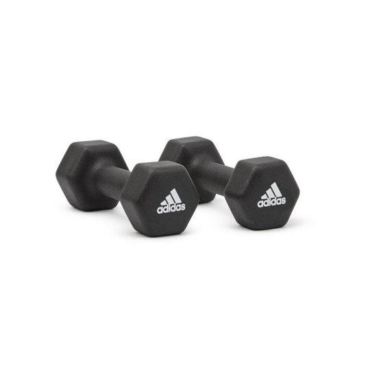 (2 x 4kg) Adidas Hex Dumbbells Neoprene Coated Cast Iron Hand Weights Gym 1-5kg Pairs