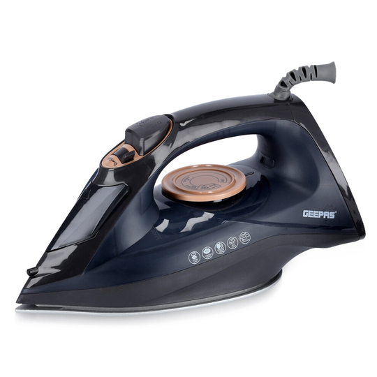(Black) Geepas 2400W Steam Iron 2 in 1 Dry -Wet Steam Iron