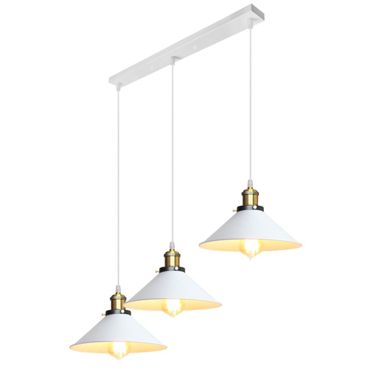 3 Lights Industrial Pendant Light Retro Creative Chandelier Adjustable Ceiling Light for Living Room Dining Room Bar Balcony White