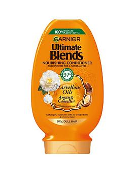 Garnier Ultimate Blends Marvellous Oils Shine Enhancing Vegan Conditioner for Dull Hair Enriched with Argan & Camellia Oil 400ml, One Colour, Women