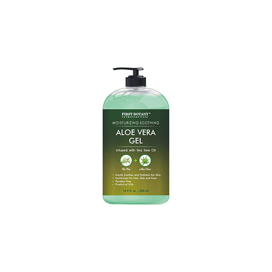 Aloe vera gel from 100 percent Pure Aloe Infused with Tea Tree Oil - Natural Raw Moisturizer for Hand Sanitizing Gel, Skin Care, Hair Care, Sun Burn,