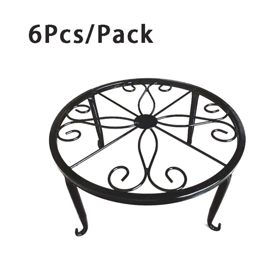 (black) 6Pcs/Pack Metal Plant Pot Stand Round Iron Planter Supports Floor Flower Pot Rack Basion Display for Home Garden Patio Balcony