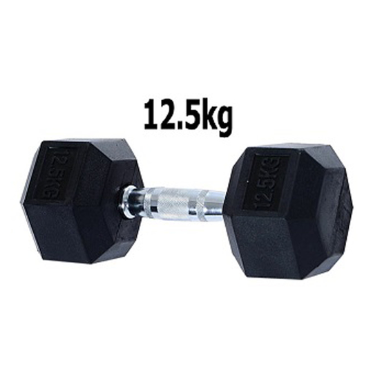 Cast Iron Hex Dumbbells Rubber Hexagonal Weight Set Gym & Home 12.5KG