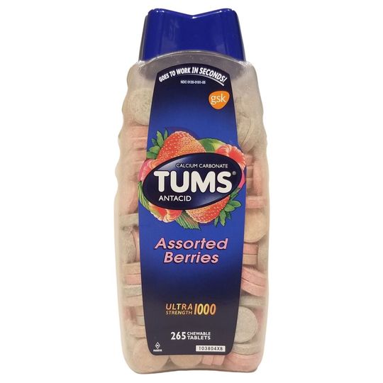 Tums Ultra Strength Antacid, 1000 mg, Assorted Berries, 265 Chewable Tablets