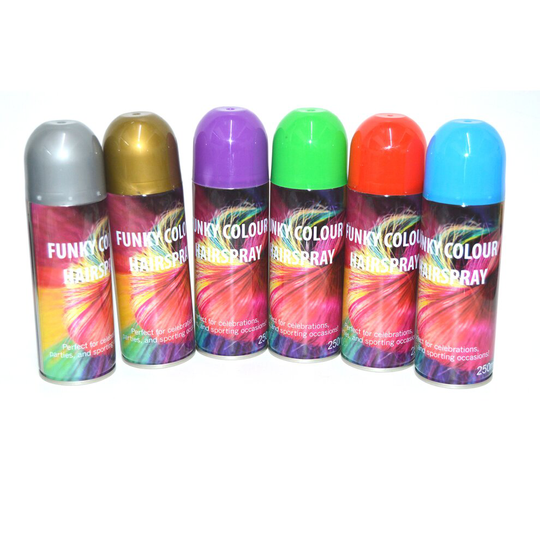 6 x Funky Colour Hairsprays Dressing up Girls Fancy HairColour Parties
