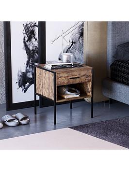 Vida Designs Brooklyn 1 Drawer Bedside Chest - Dark Oak