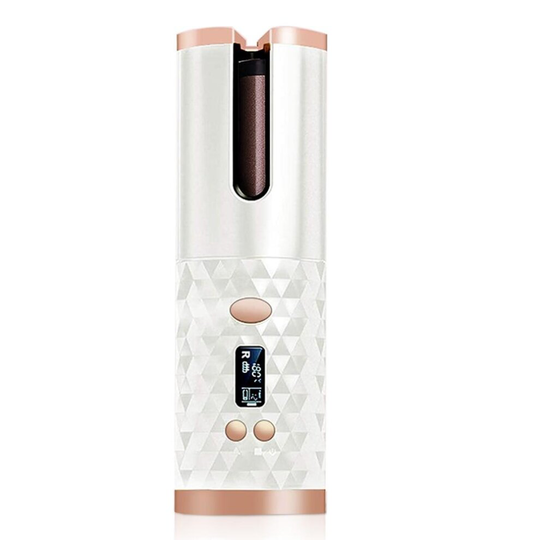 (White) Lcd Automatic Hair Curler Rotating Curling Iron