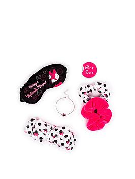 Disney Minnie Mouse Gift Girls Bracelet, Eyemask, Two Scrucnhie And Spa Headband Set Packed In Reusuable Zip Bag