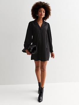 New Look Plain Button Through Dress - Black, Black, Size 14, Women
