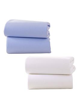 Clair De Lune Fitted Moses Sheets 4-Pack Bundle - Blue And White