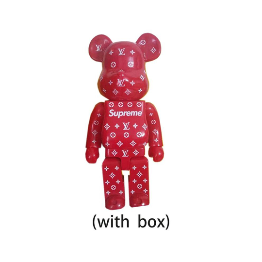 (Red LV) Hot Bearbrick Iron Man Action Figure Peko Violent Bear Building Block Trendy