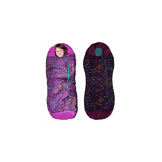 Acecamp glow in The Dark Mummy Sleeping Bag for Kids and Youth, Temperature Rating 30AF-1Ac, Water-Resistant for camping, Hiking, and Slumber Party (P