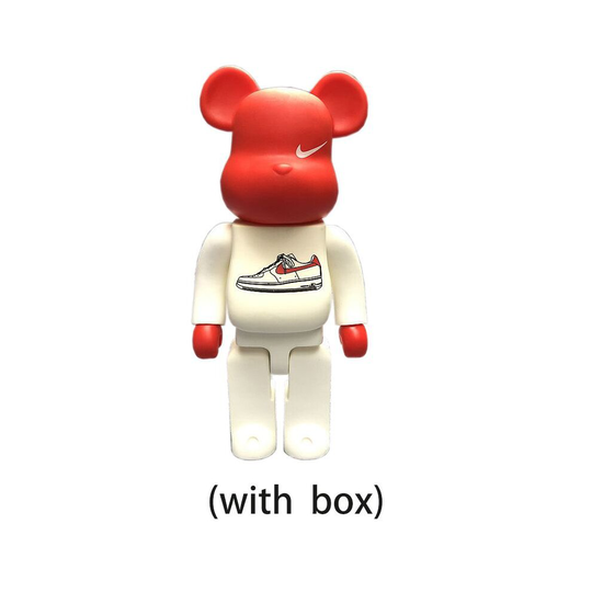 (Red Nike) Bearbrick 400% Action Figure Peko Iron Man Violent Bear Building Block Trendy