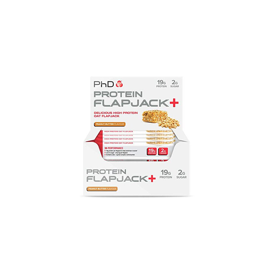 PhD Nutrition High Protein Flapjack+ Bars, Peanut Butter, 75 g, Pack of 12