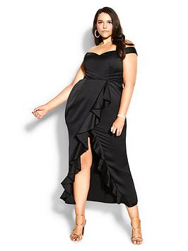 City Chic Hypnotize Maxi Dress - Black, Black, Size 18, Women