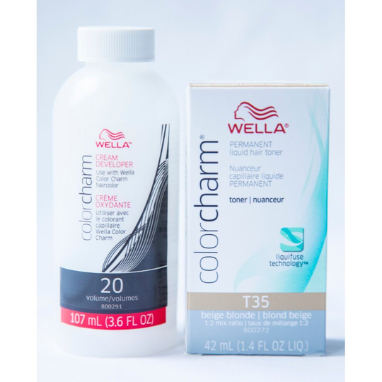 (T35 With 20 Vol Developer) WELLA TONER T10,T11,T14,T15,T18,T27,T28,T35,050 OPTION OF 20 VOL DEVELOPER