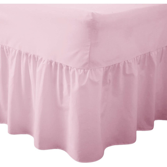 (Double, Pink) Luxury Percale Fitted Valance Sheet Non Iron Sheet
