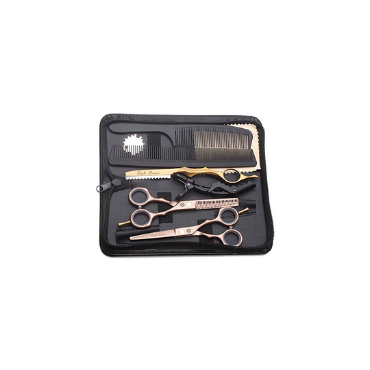 Purple Dragon Rose Gold Hairdressing Scissors Set 5.5 Inch Hair Cutting & Thinning Scissors Kit for Men Women Kids Home Salon Barber