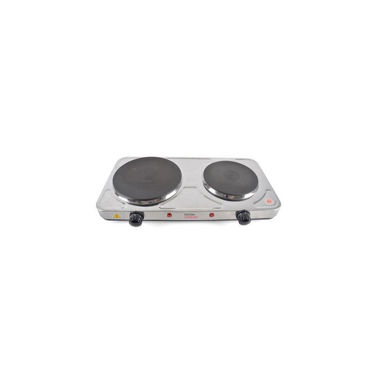 Lloytron Kitchen Perfected 2500w Double Hob Hotplate - Brushed Steel (E4201BS)
